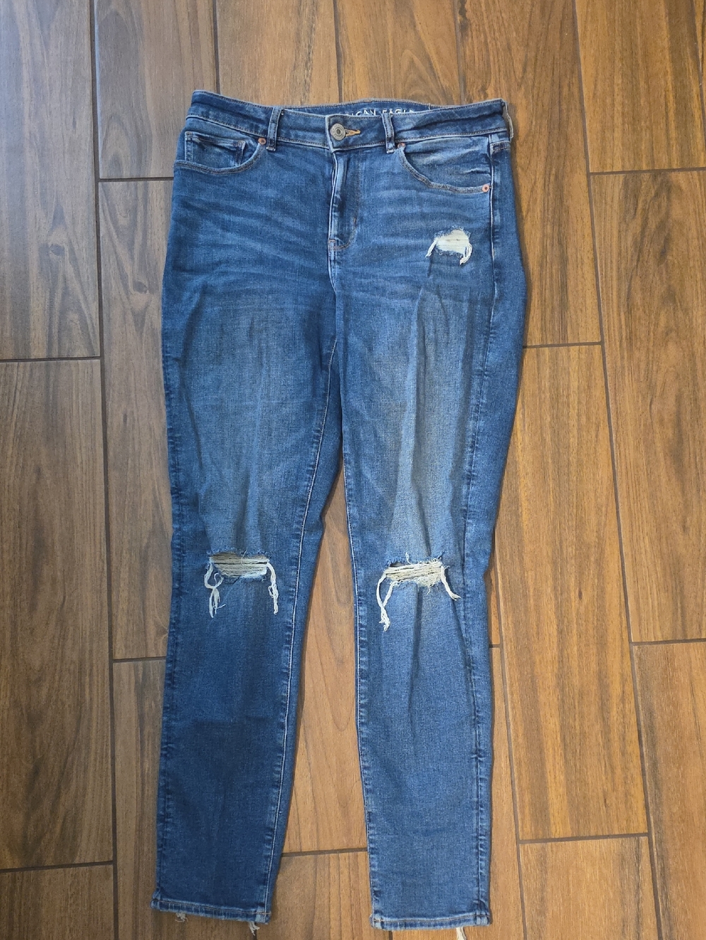 American Eagle Outfitters Distressed Indigo Hi-Rise Skinny Jeans
